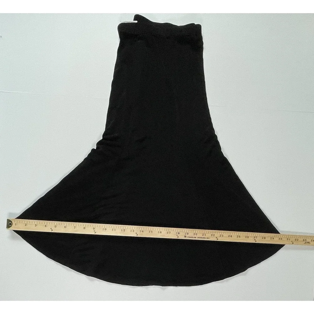 Vintage Chicos Travelers Black Maxi Fit Flare Skirt Sheer Elastic Waist SZ 3